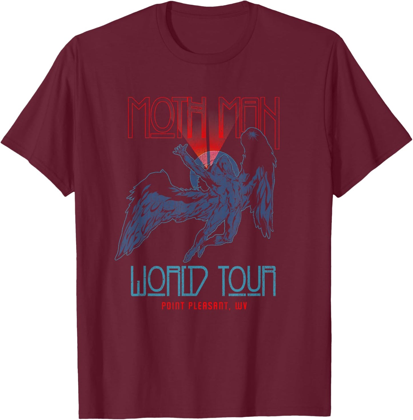 Cryptid Humanoid Alliance Vintage Mothman World Tour Black T-Shirt - T-Shirt | Maroon