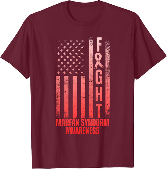 Fight Marfan Syndrome Awareness Fighters Wear Red Messy Bun T-Shirt - T-Shirt | Maroon