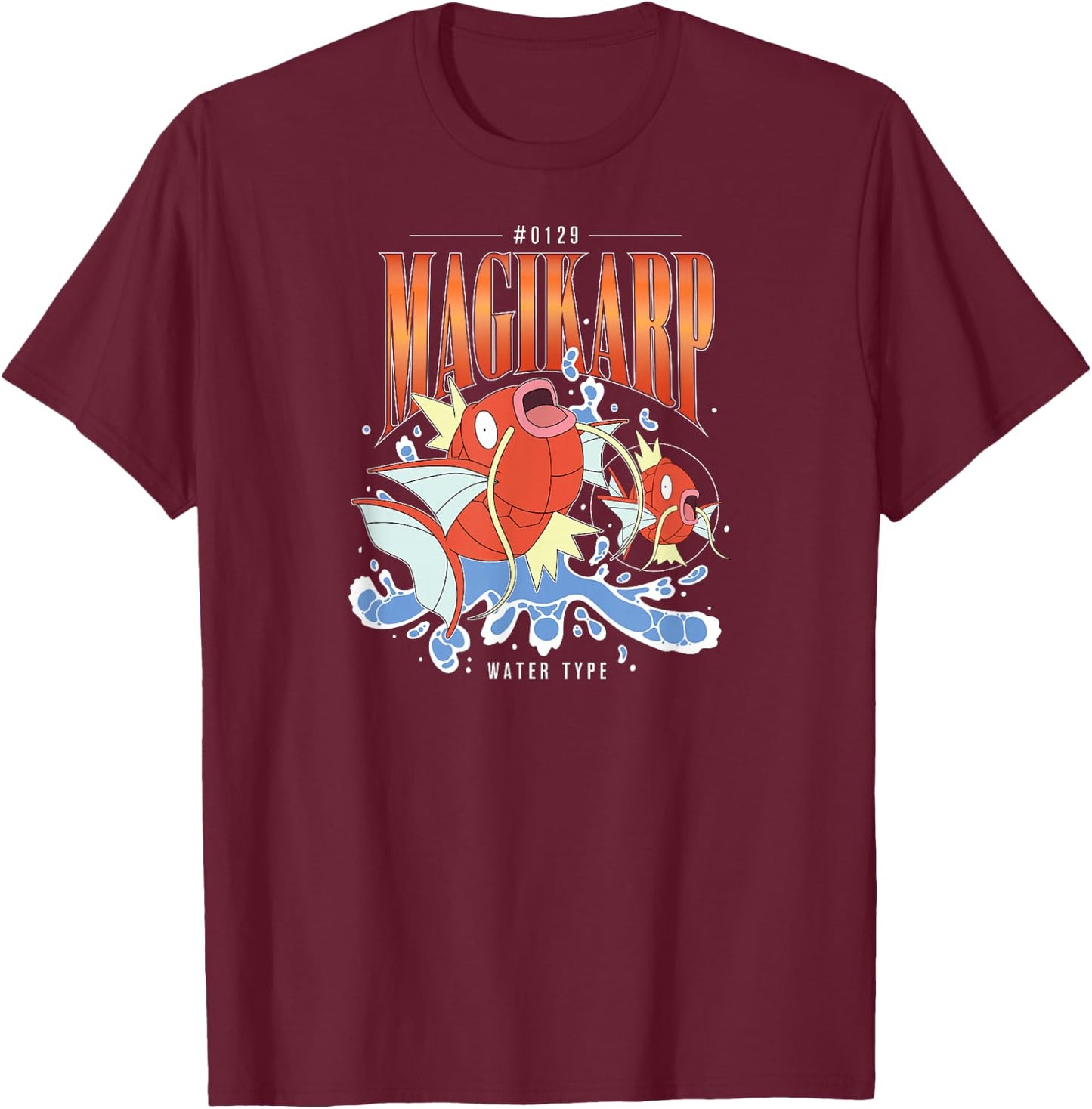 Pokémon - Magikarp Water Type Retro Bootleg T-Shirt - T-Shirt | Maroon