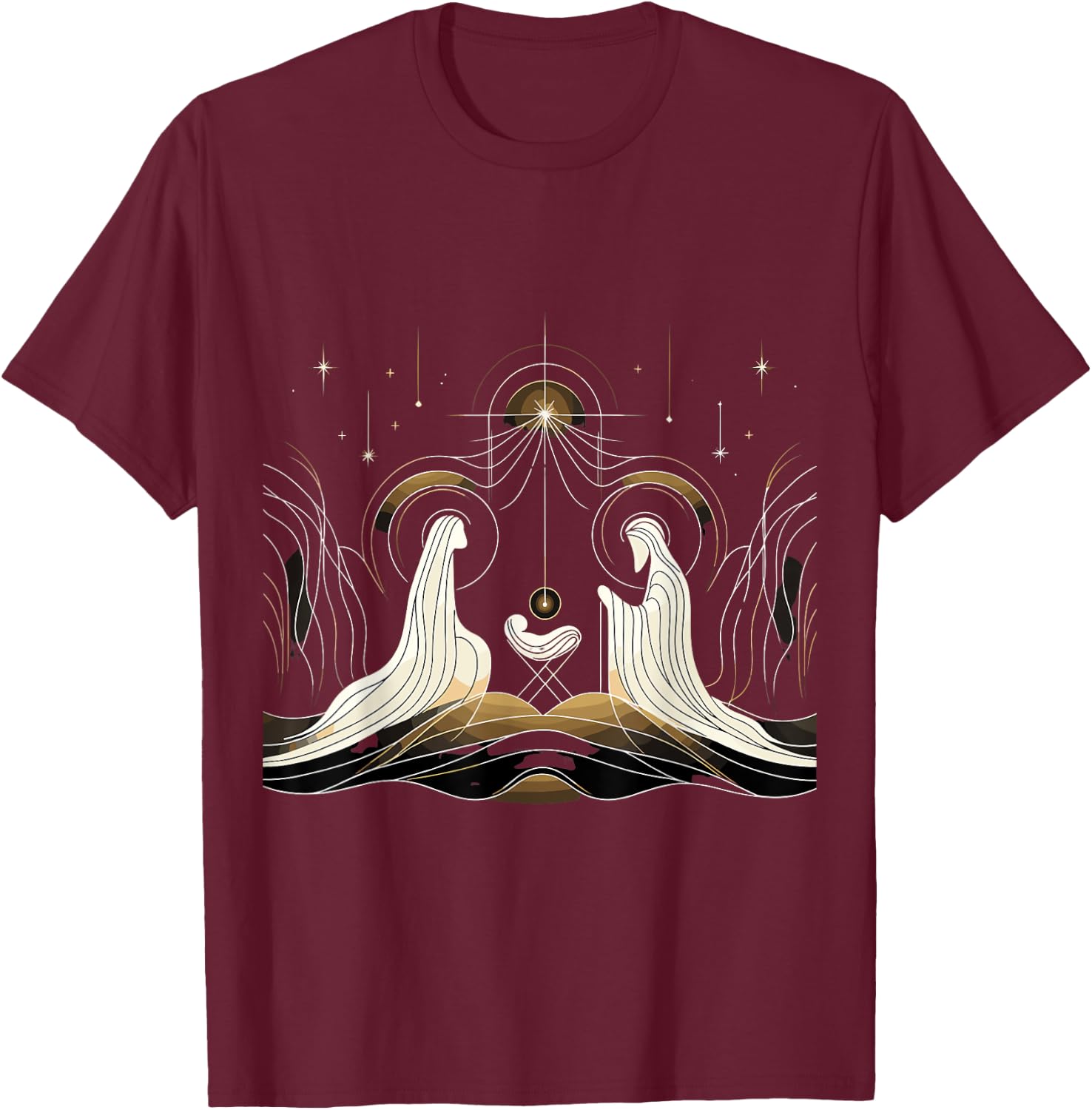 Minimalist Nativity Scene - Christmas Art T-Shirt - T-Shirt | Maroon