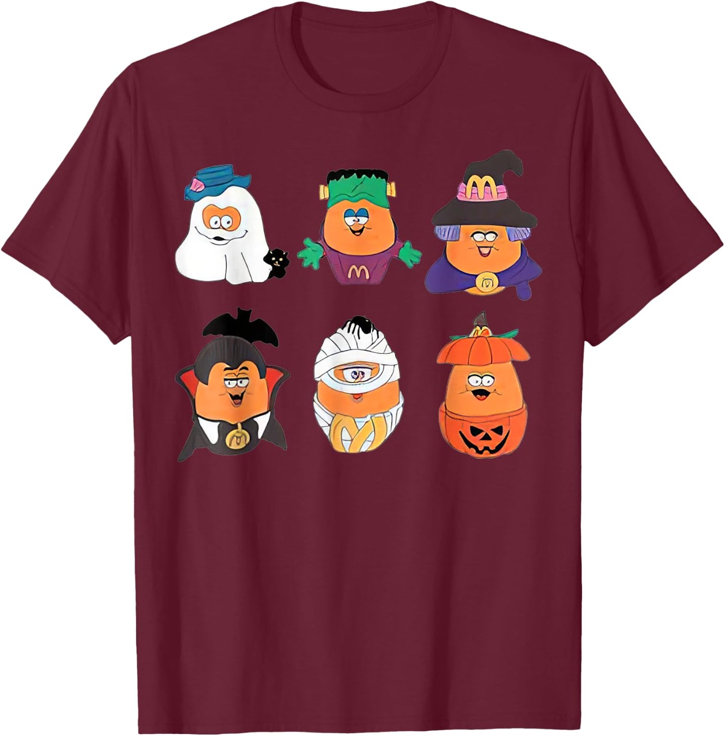 Chicken Nugget Halloween Retro 90S Pumpkin Boo T-Shirt - T-Shirt | Maroon