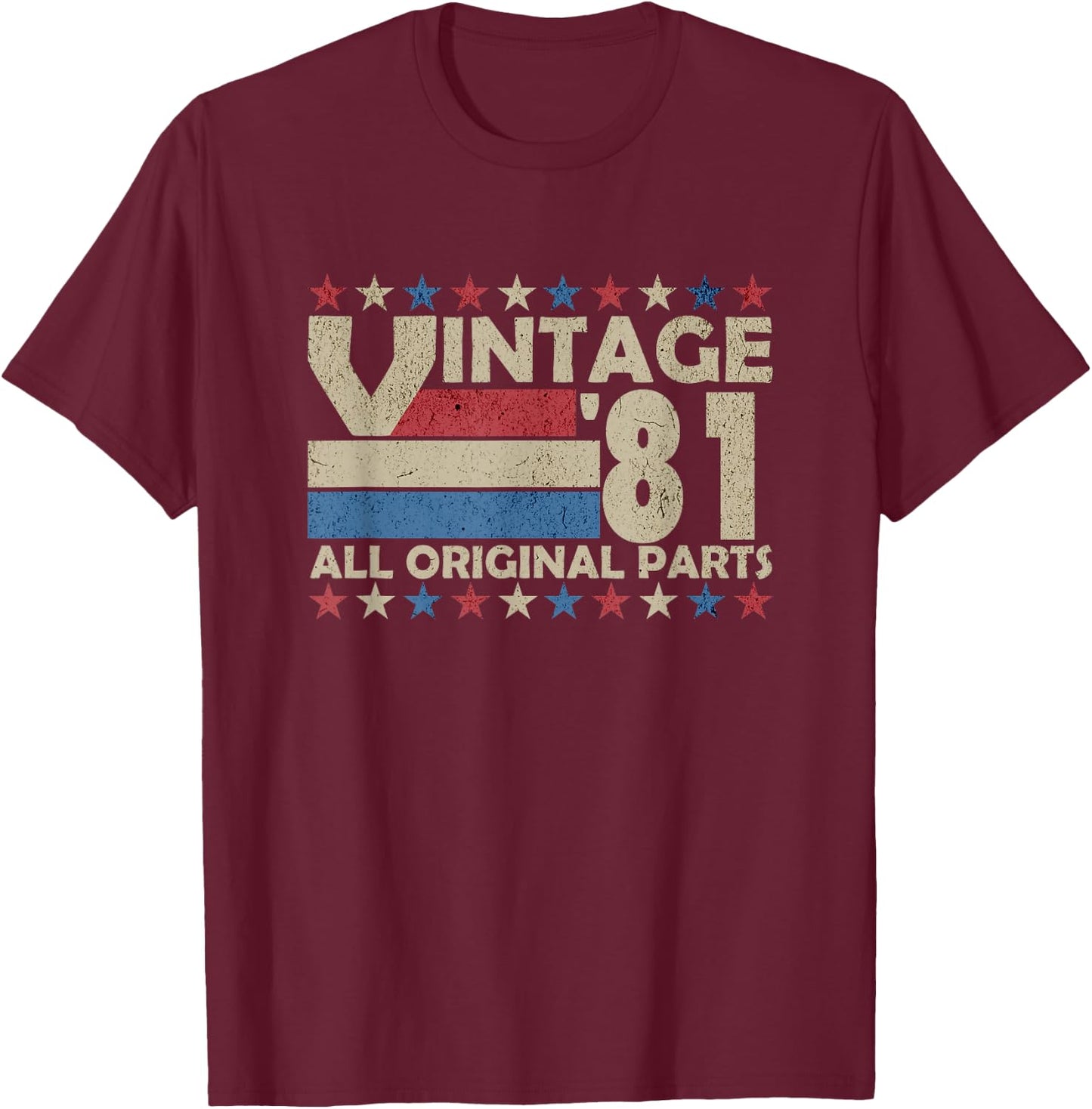 Vintage '81 All Original Parts Retro T-Shirt - T-Shirt | Maroon