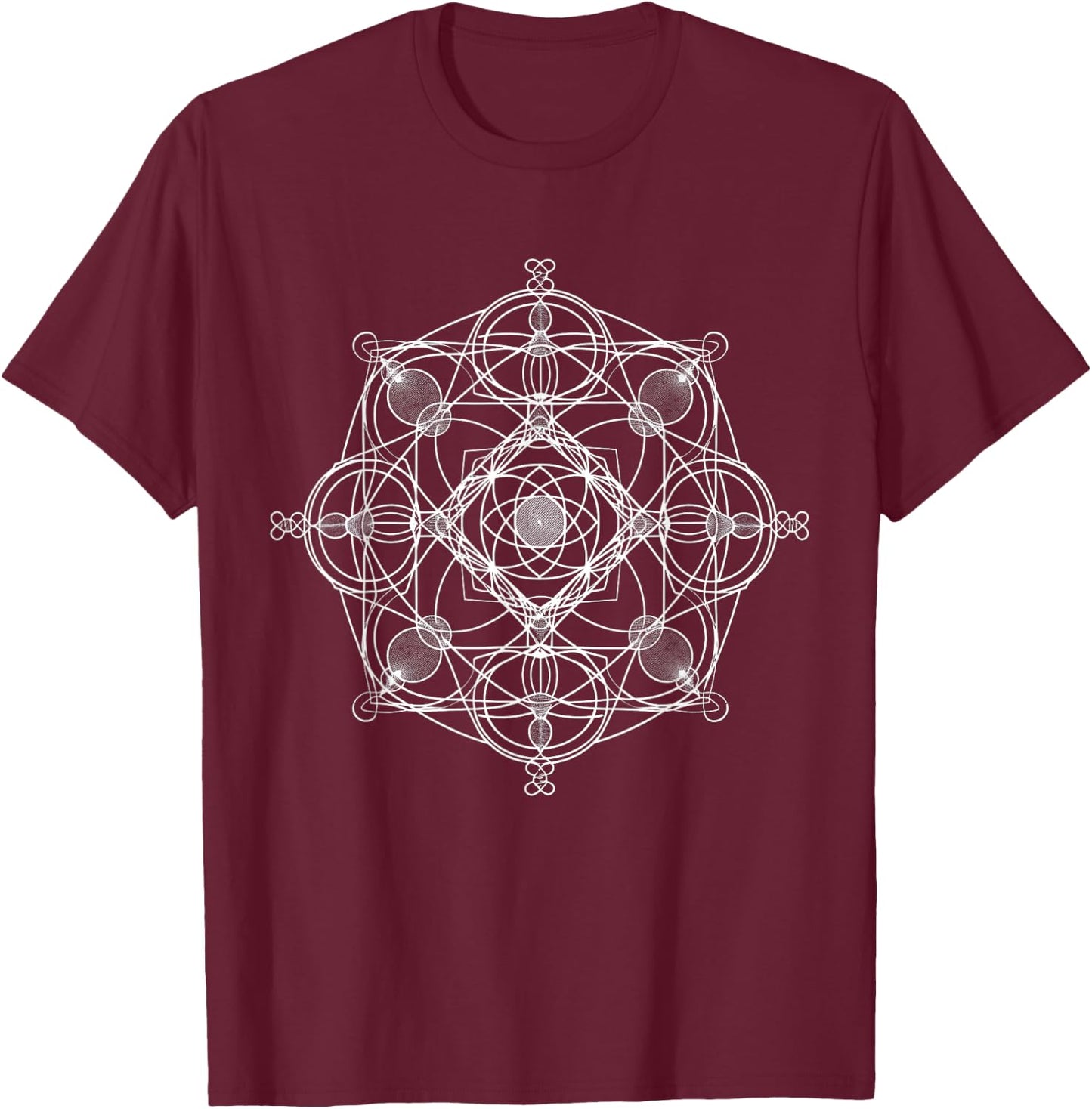 Sacred Geometry Metatron Cube Spiritual Yoga T-Shirt - T-Shirt | Maroon