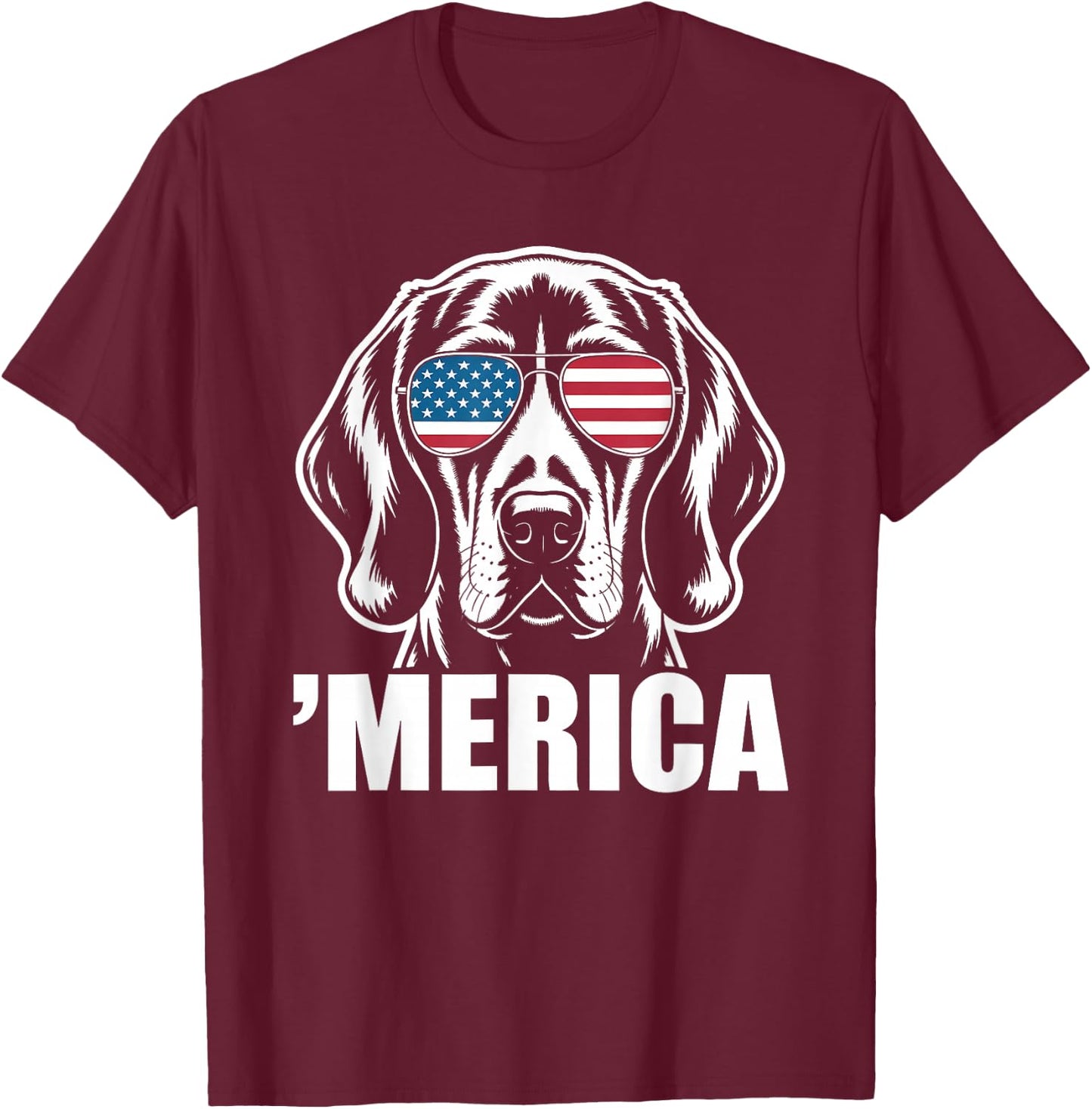 Patriotic USA American Flag 4th of July Redbone Coonhound T-Shirt - T-Shirt | Maroon
