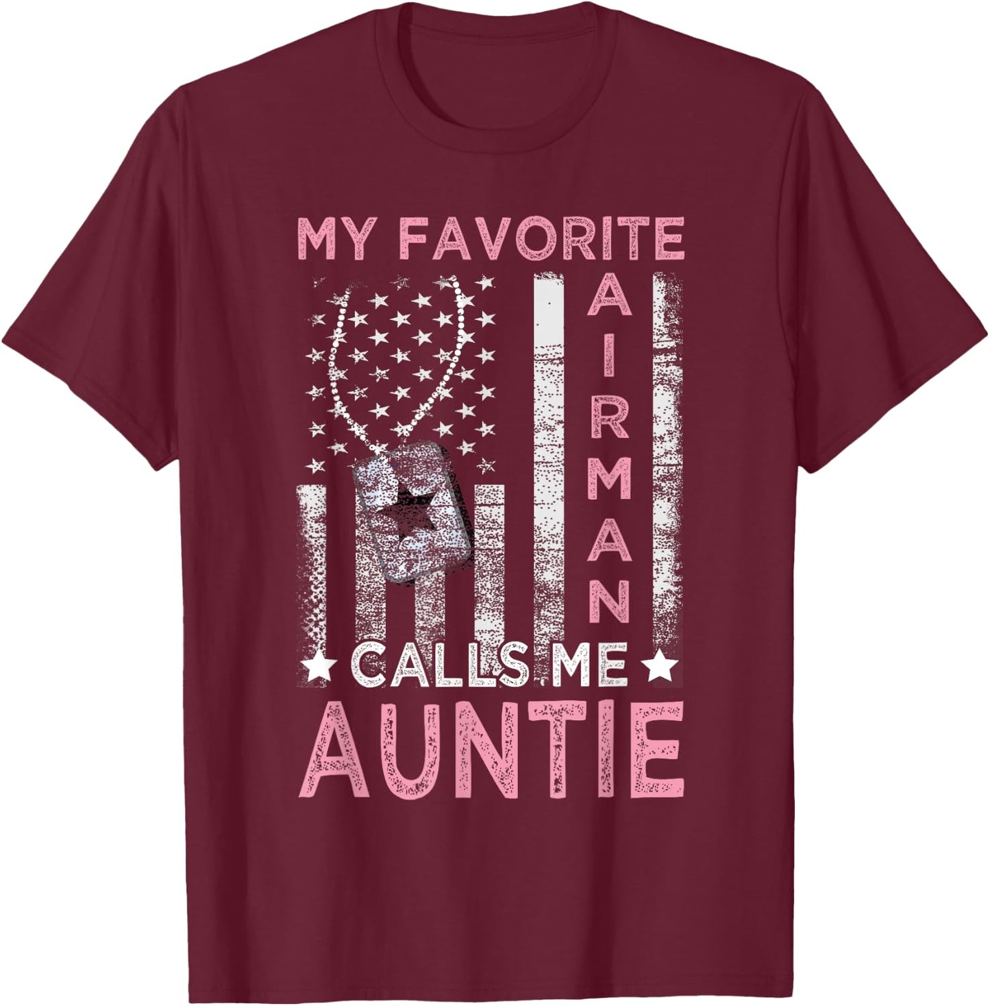 Proud Airman Auntie 4th Of July Independence Day Women's Auntie Airman Graduation - Black, Small T-Shirt - T-Shirt | Maroon