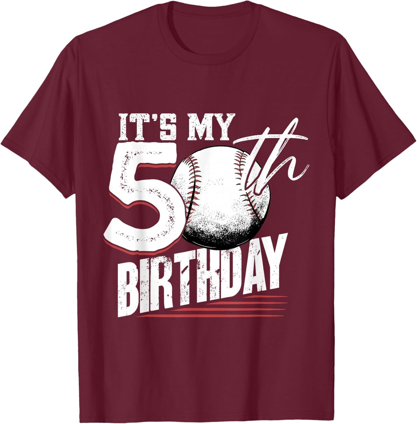 50 Years Old Vintage Baseball 50th Birthday T-Shirt - T-Shirt | Maroon