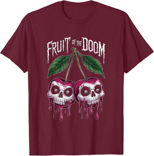 Unique Halloween Cherries Skull Fruit Of The Doom Goth Lover T-Shirt - T-Shirt | Maroon