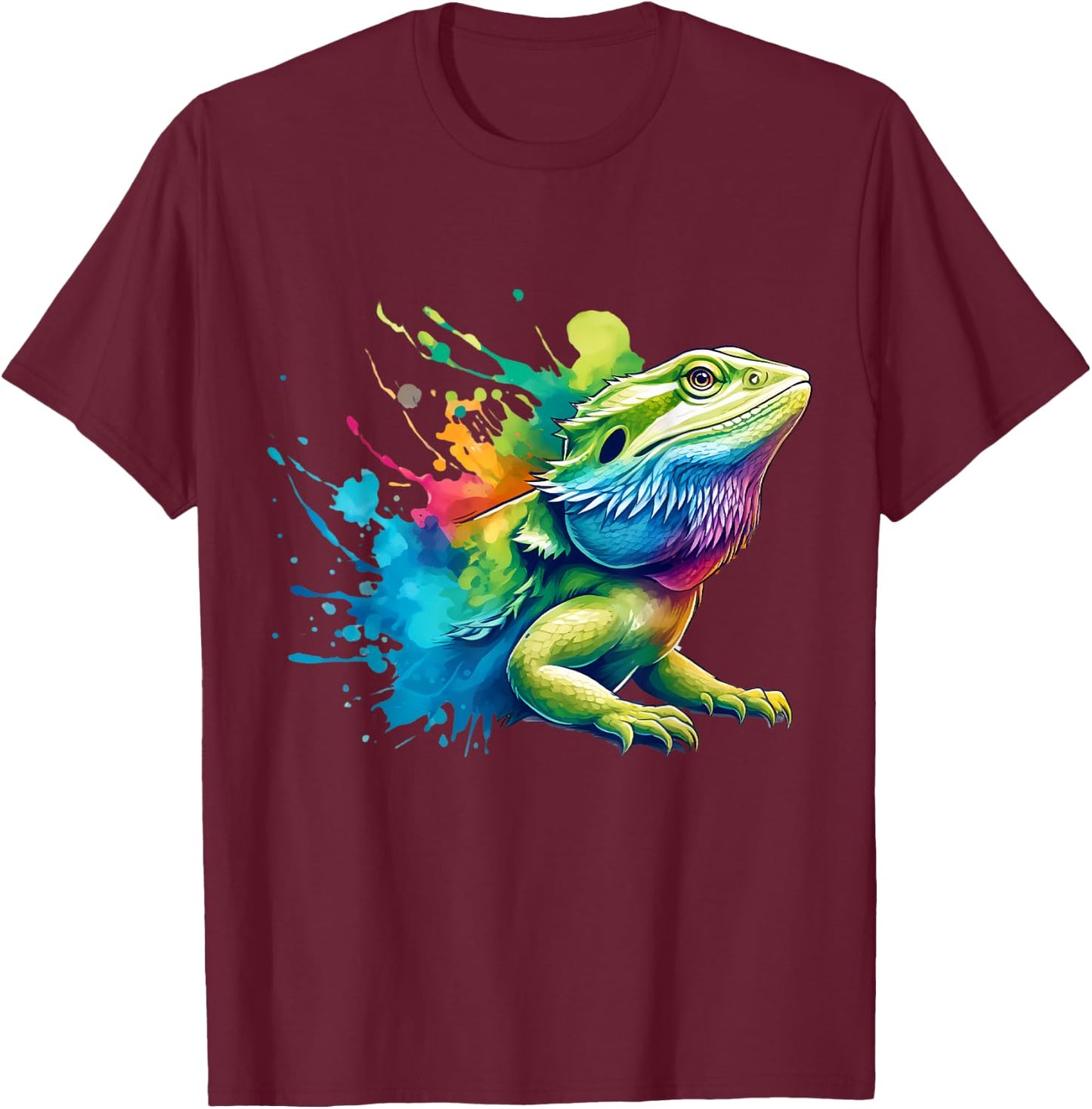 Bearded Dragon Watercolor Aesthetic Men Women Kids T-Shirt - T-Shirt | Maroon