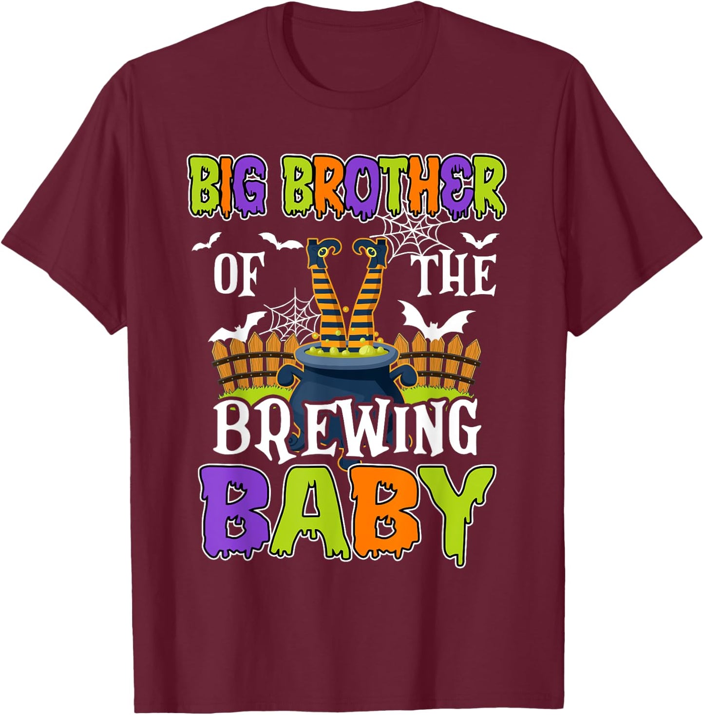Big Brother Of The Brewing Baby Halloween Witch Baby Funny T-Shirt - T-Shirt | Maroon