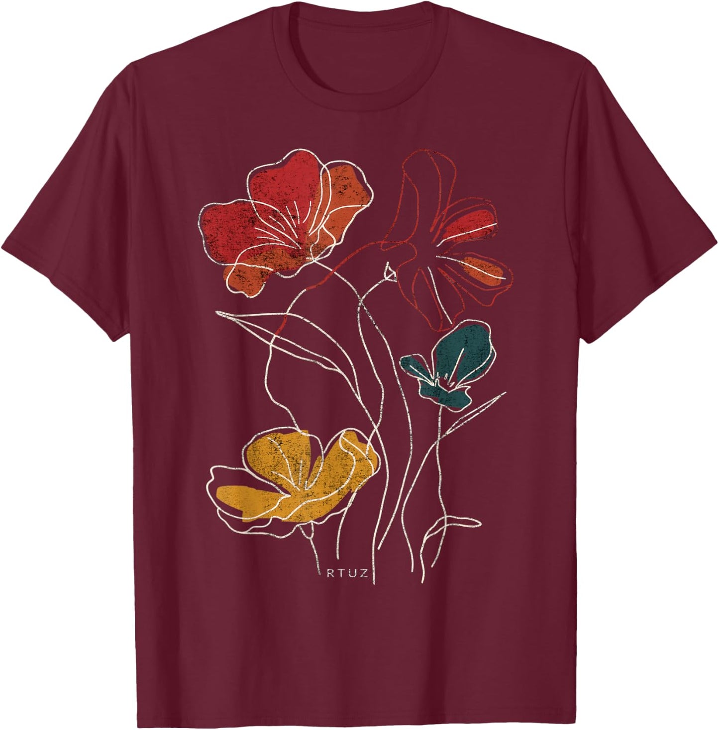 Boho Style Floral Pastel Design Flowers Hipster Streetwear T-Shirt - T-Shirt | Maroon