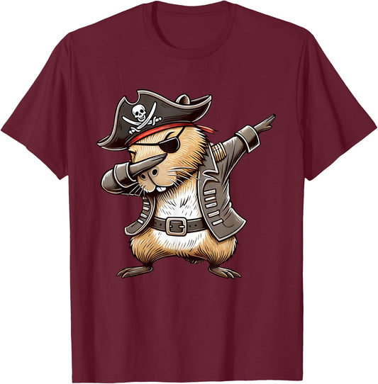 Pirate Capybara Dabbing Halloween Party Costume T-Shirt - T-Shirt | Maroon