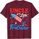 Uncle Of The Little Firecracker 4th of July Birthday Party T-Shirt - T-Shirt | Maroon
