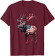 Elk American Flag T-Shirt - T-Shirt | Maroon