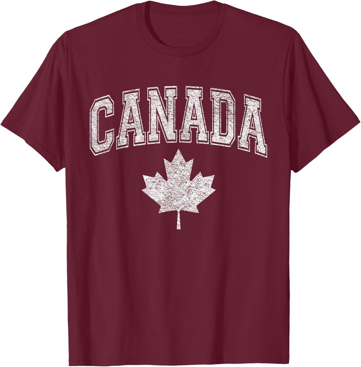 Canada Athletic Team Sports Flag Varsity Style Maple Leaf T-Shirt - T-Shirt | Maroon
