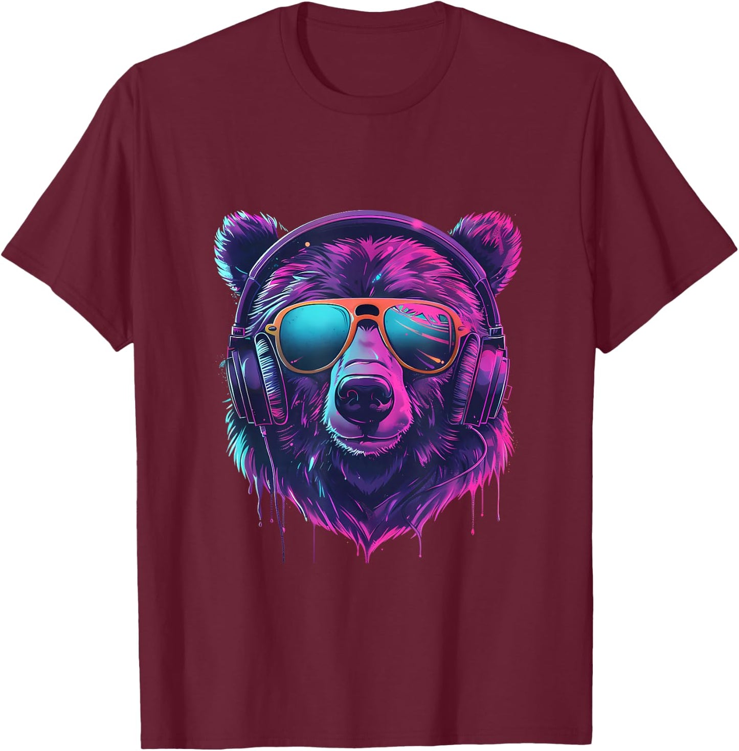 DJ Bear EDM Music Headphones Bear Lover Techno Beatmaker T-Shirt - T-Shirt | Maroon