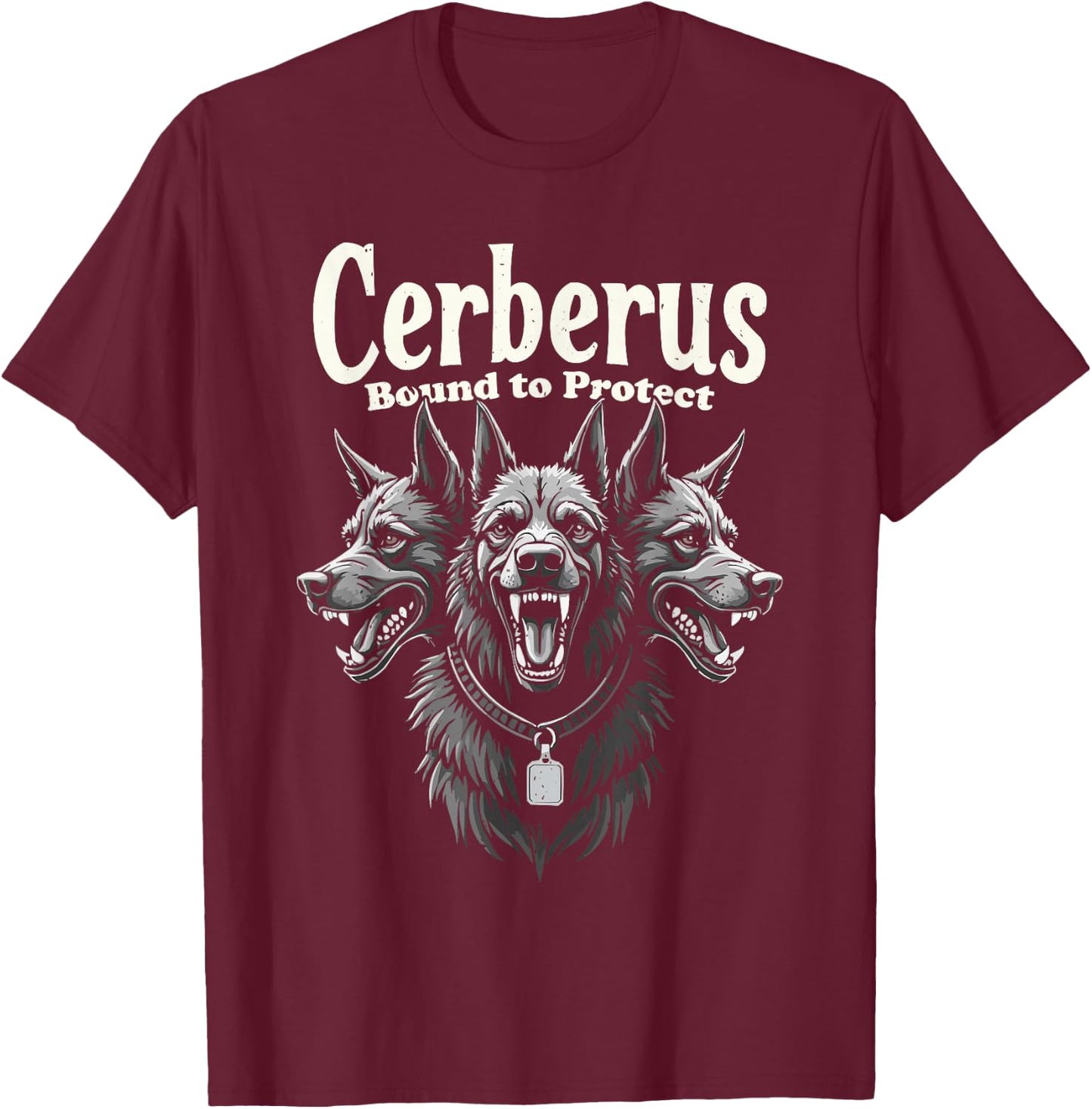 Cerberus Three Headed Dog Mythical Creature Greek Mythology Men Women T-Shirt - T-Shirt | Maroon