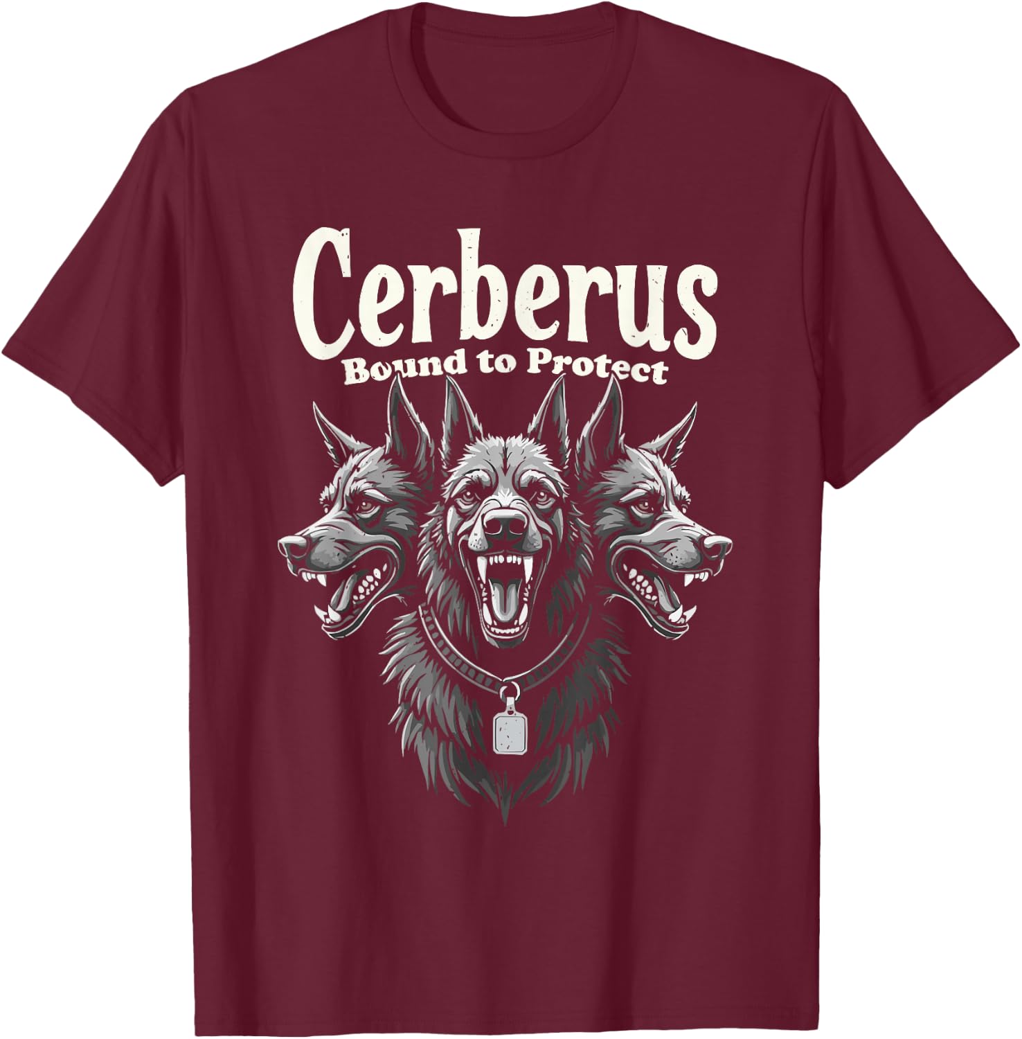 Cerberus Three Headed Dog Mythical Creature Greek Mythology Men Women T-Shirt - T-Shirt | Maroon