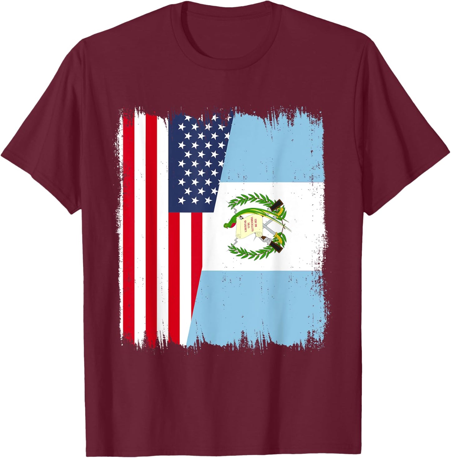America Guatemala Flag American Guatemalan Roots Pride T-Shirt - T-Shirt | Maroon
