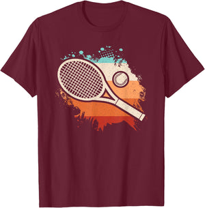 Retro Tennis Racket Vintage Tennis Player Men Women Kids T-Shirt - T-Shirt | Maroon