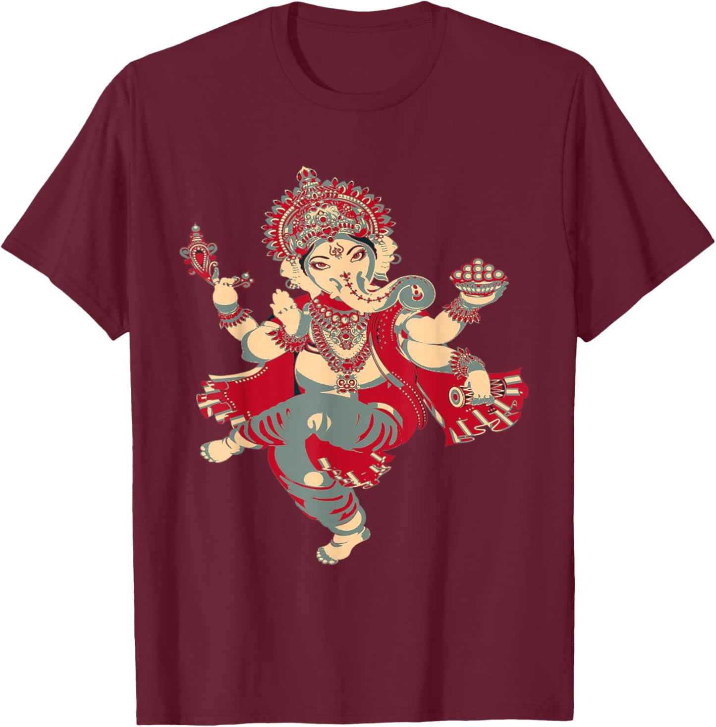 Yoga Shirts Spiritual Hindu God Ganesha Meditation T-Shirt - T-Shirt | Maroon