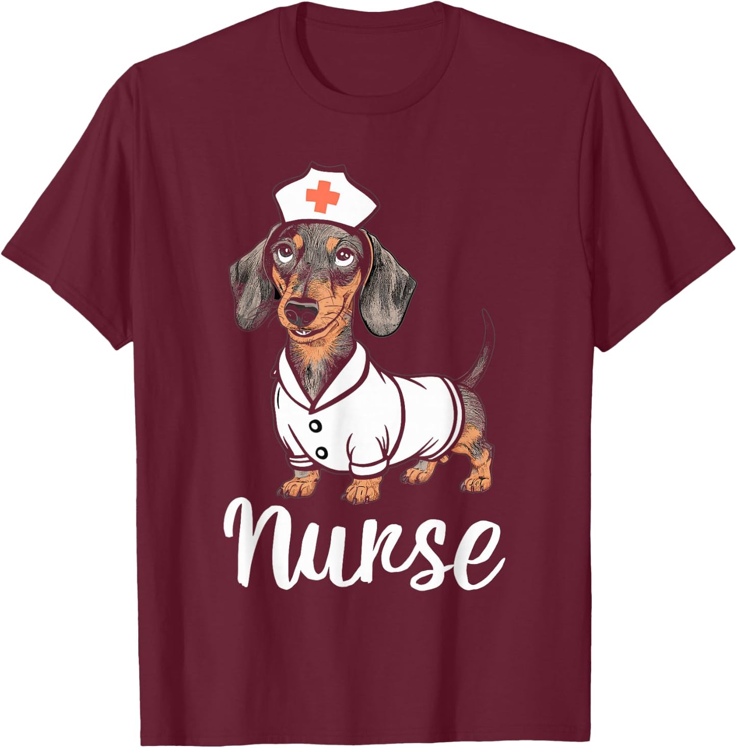 Nurse Dachshunds In Costumes Adorable Nurse T-Shirt - T-Shirt | Maroon
