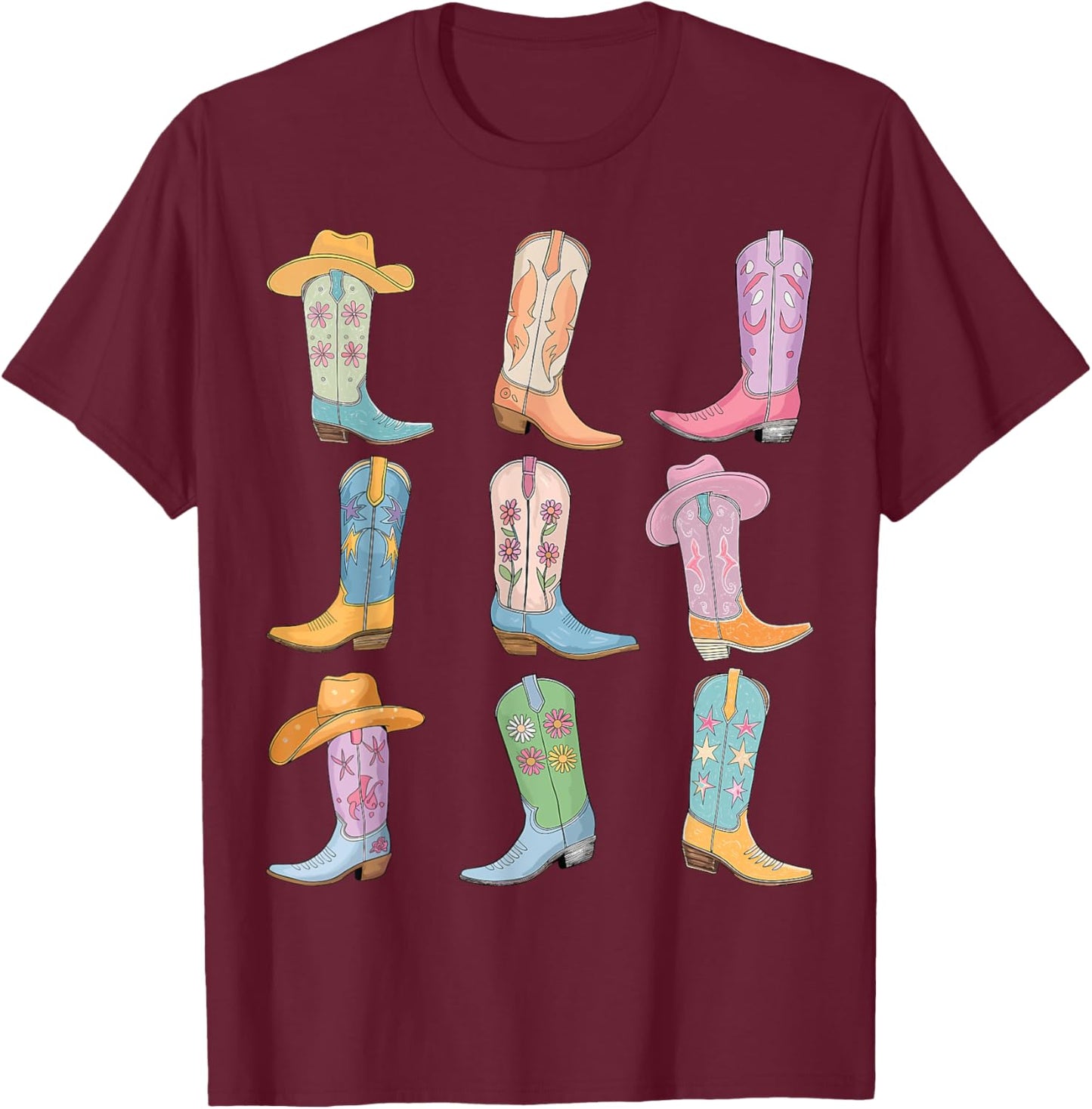 Cowgirl Boots Let's Go Girls Western Cowgirl Cowboy Country T-Shirt - T-Shirt | Maroon