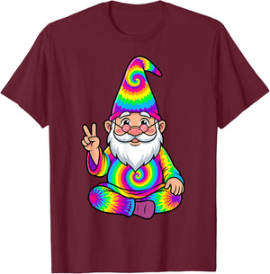 Tie Dye Peace Gnome Funny Hippie Garden Gnome Lover Women T-Shirt - T-Shirt | Maroon