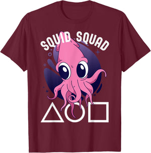 Squid Squad Group Matching Halloween T-Shirt - T-Shirt | Maroon