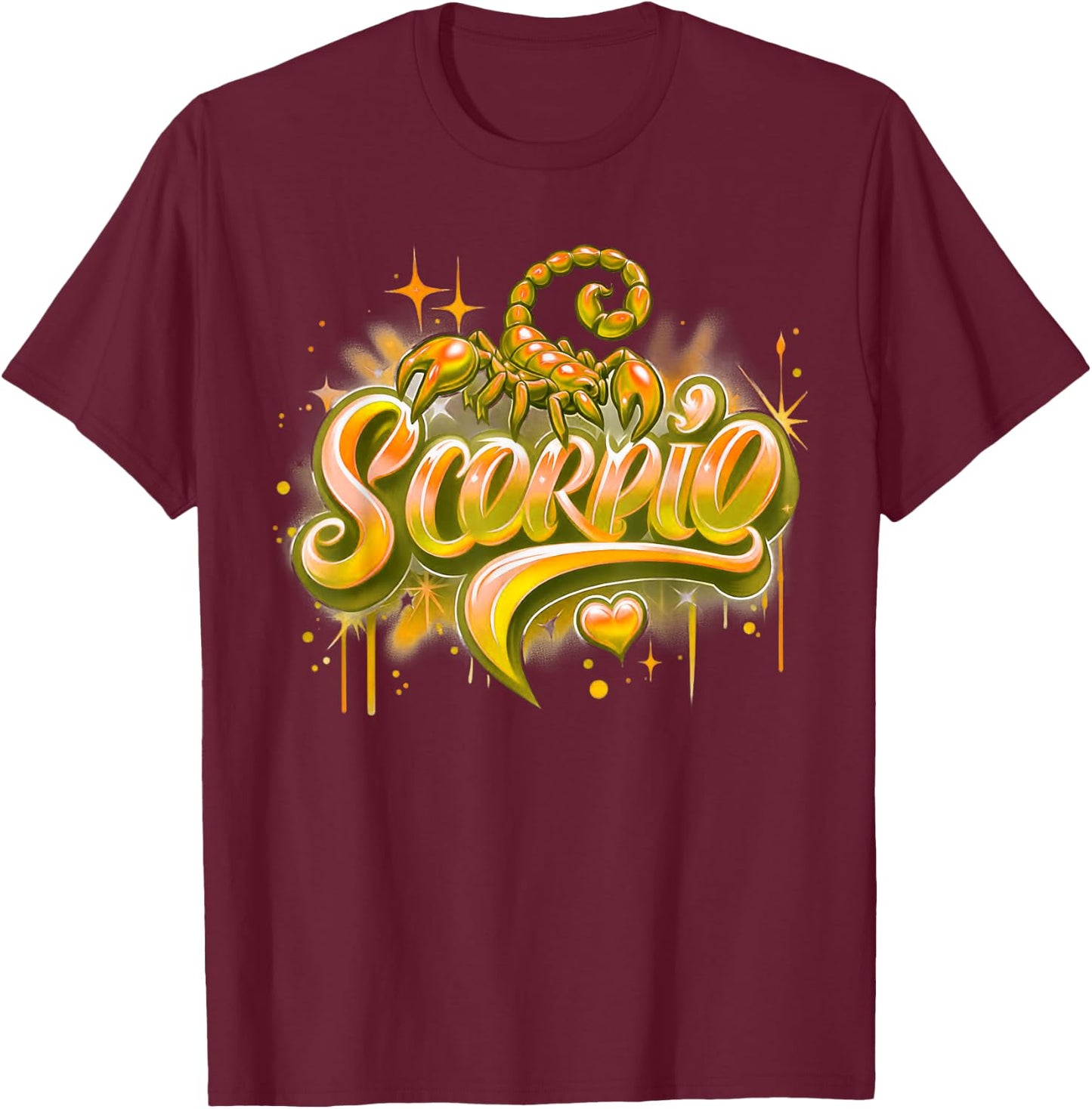 Orange Scorpio Zodiac Star Sign T-Shirt - T-Shirt | Maroon