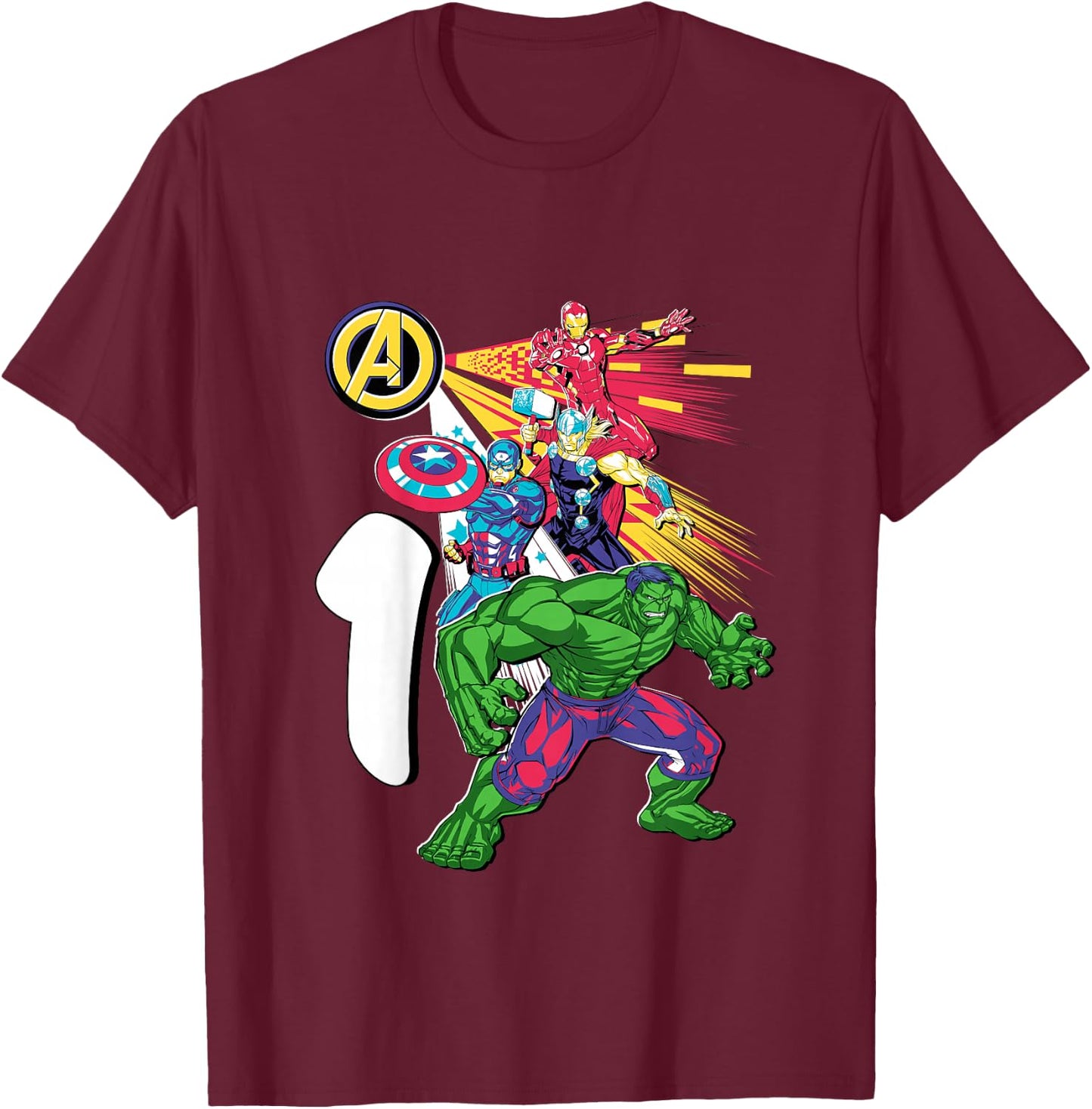 Marvel Super Heroes Avengers 1 Year Old First Birthday T-Shirt - T-Shirt | Maroon