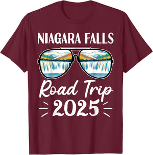 Niagara Falls Road Trip 2025 Sunglasses Family Vacation 2025 T-Shirt - T-Shirt | Maroon