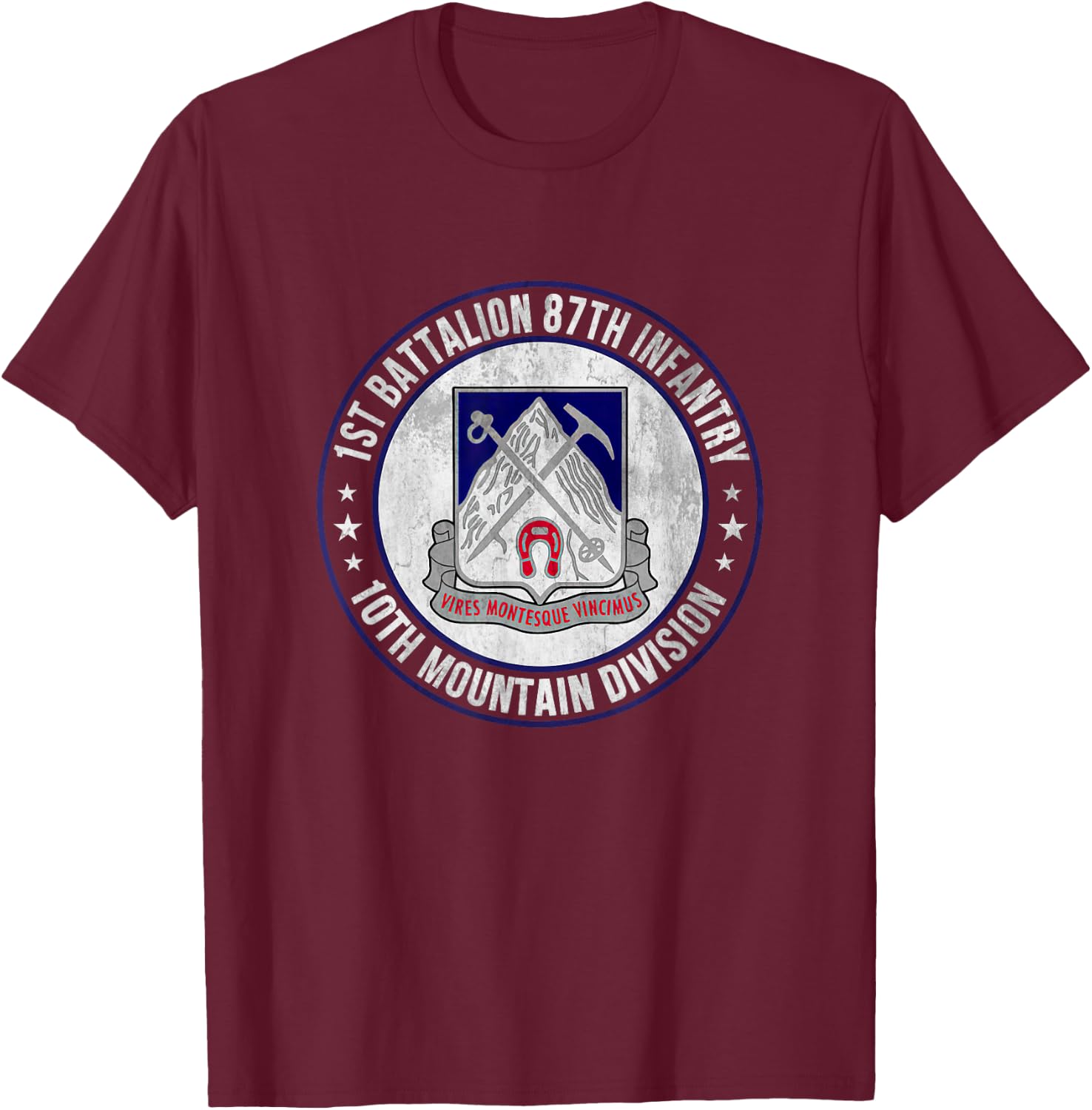 1st Battalion 87th Infantry 10th Mountain Division Veteran T-Shirt - T-Shirt | Maroon
