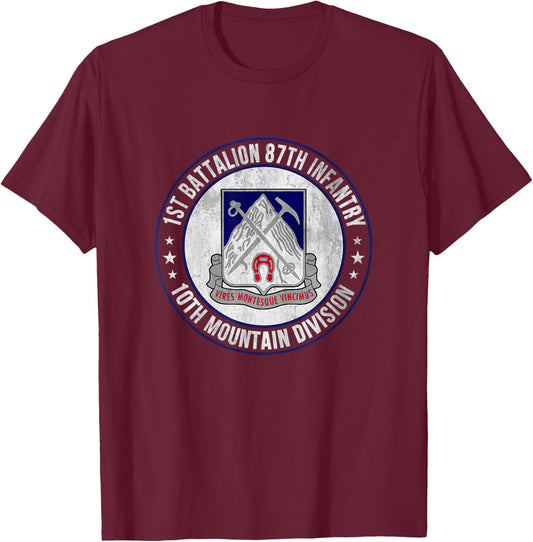1st Battalion 87th Infantry 10th Mountain Division Veteran T-Shirt - T-Shirt | Maroon
