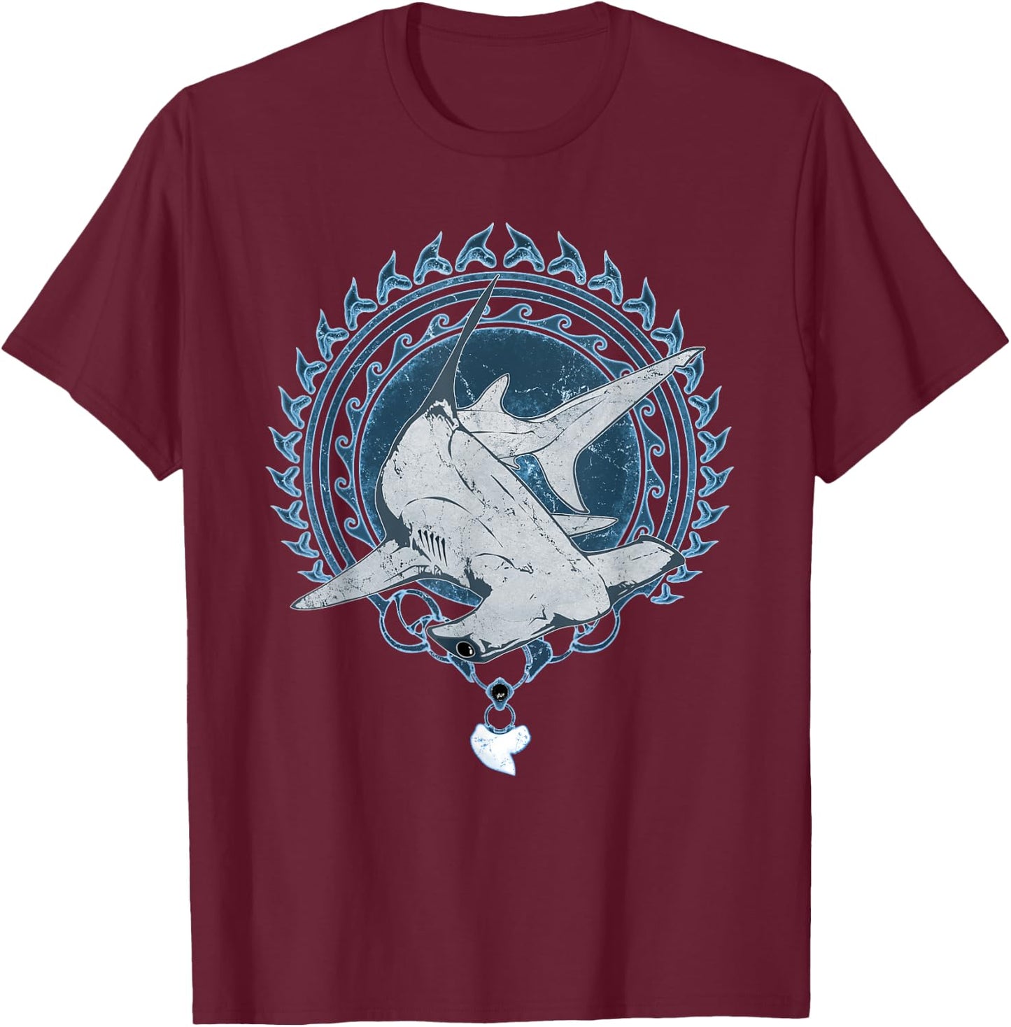 Hammerhead Shark Tribal T-Shirt - T-Shirt | Maroon