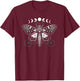 Moth Moon Cycles And Sacred Geometry Wiccan Nature Goth T-Shirt - T-Shirt | Maroon