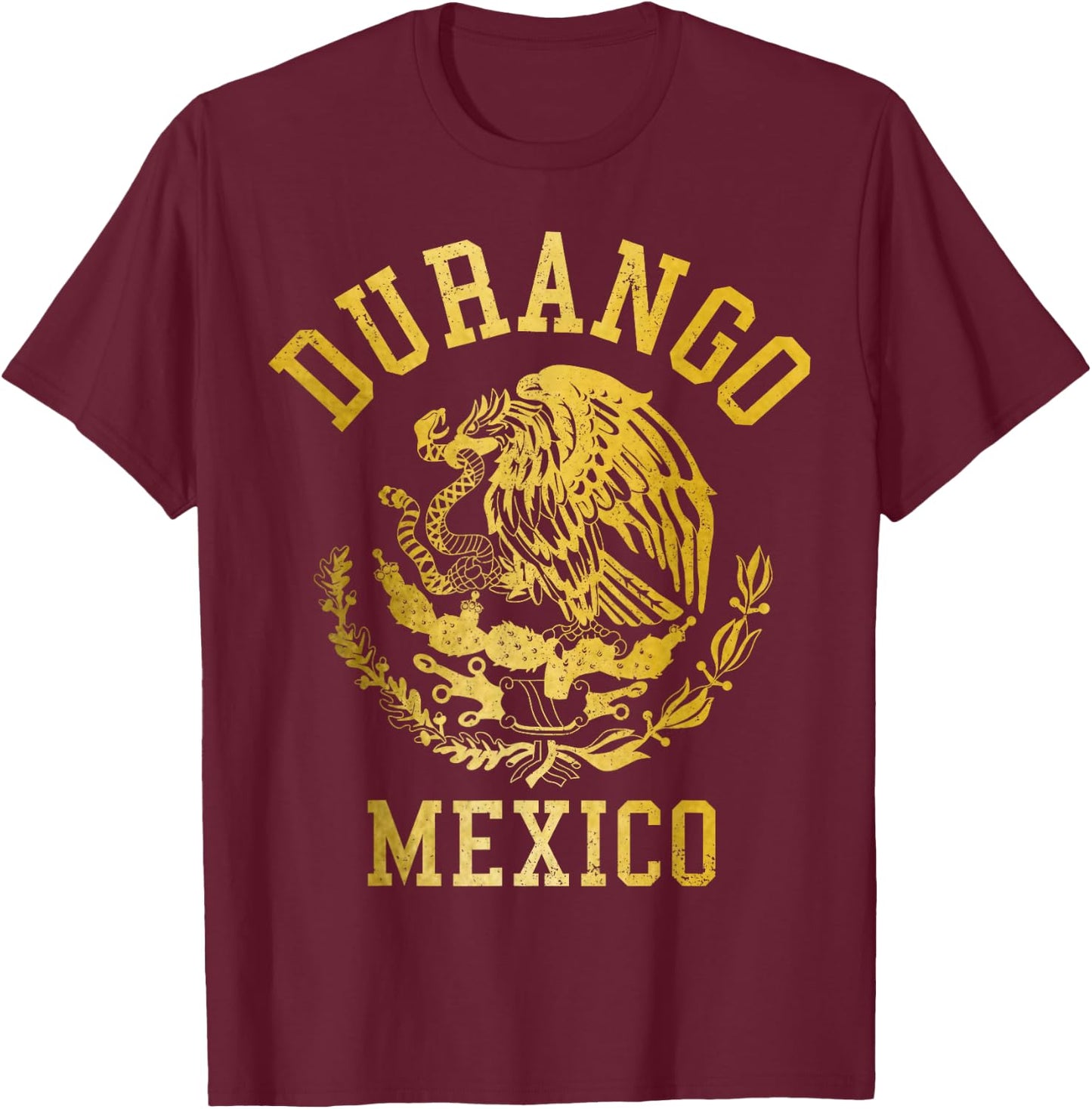 Durango Mexico Pride Mexican Flag Vintage T-Shirt - T-Shirt | Maroon