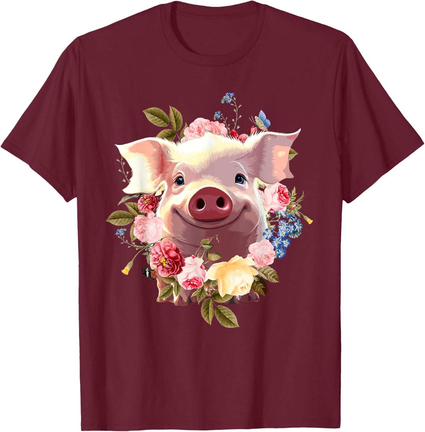 Cute Pig Lover Art Girls Unique Piggy Pig Related T-Shirt - T-Shirt | Maroon