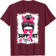 Support Squad Messy Bun Pink Warrior Breast Cancer Awareness T-Shirt - T-Shirt | Maroon