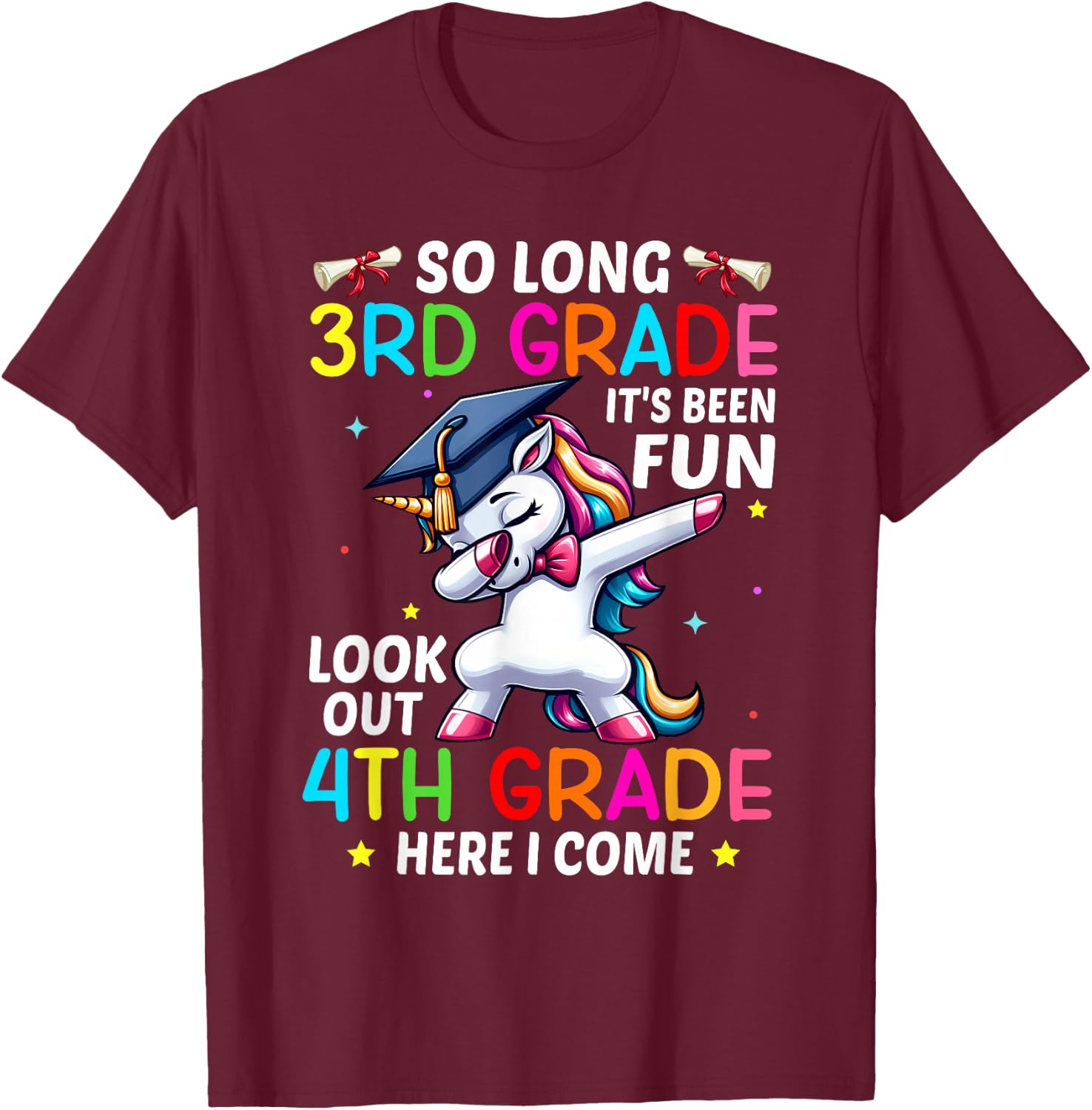 So Long 3rd Grade Graduation 4th Grade Here I Come 2024 T-Shirt - T-Shirt | Maroon