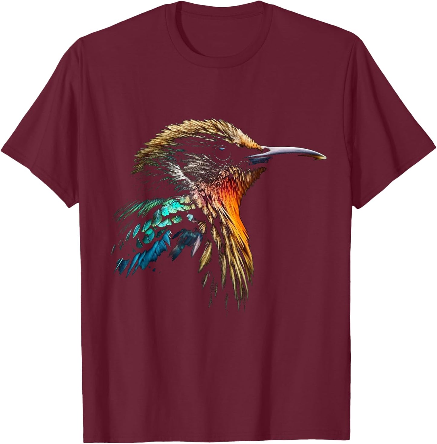 Bird Portrait Colourful Art Animal Motif Bird T-Shirt - T-Shirt | Maroon