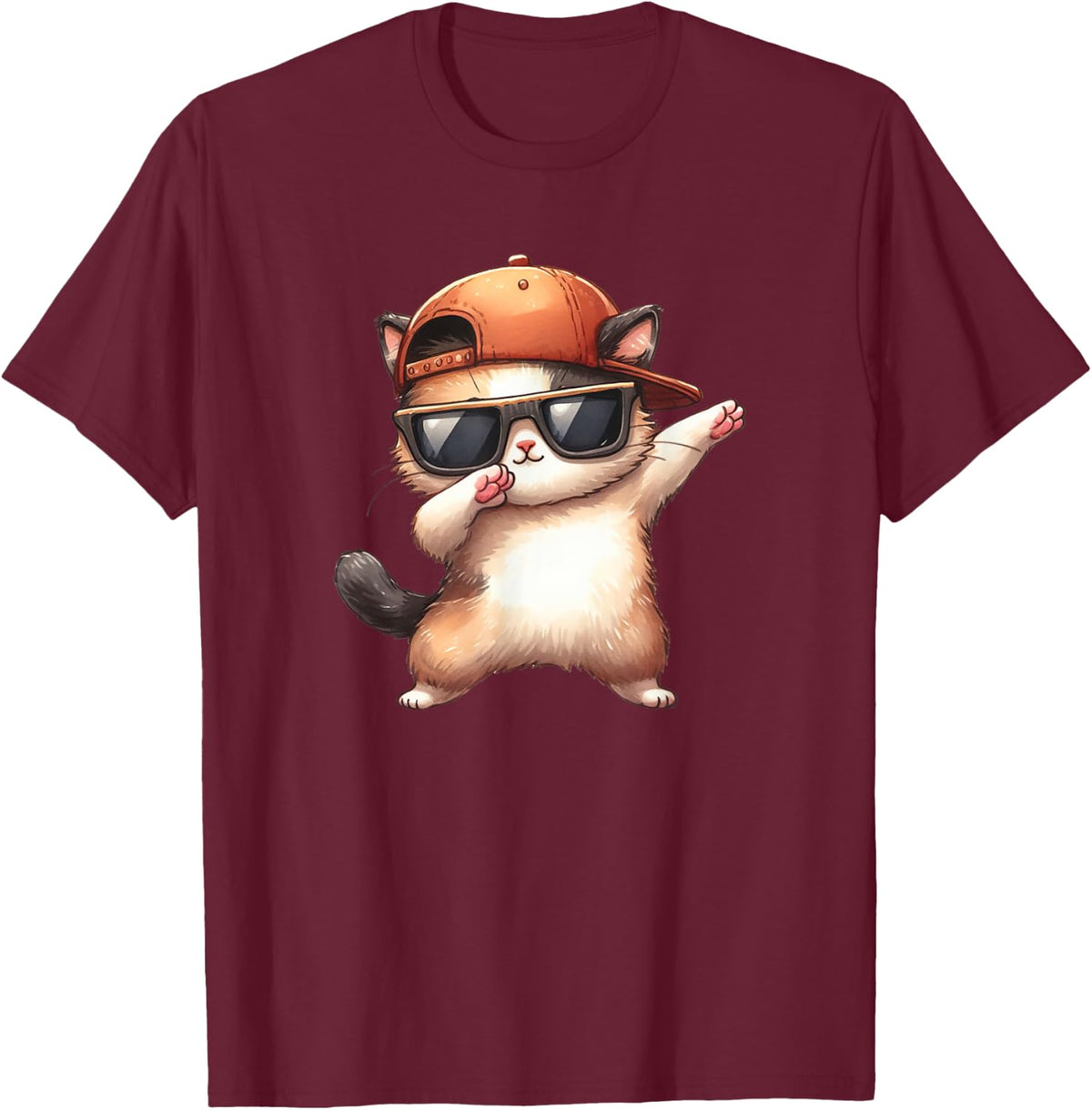 Dabbing cute Cat playing for lovers kitty kittens kids boys T-Shirt - T-Shirt | Maroon