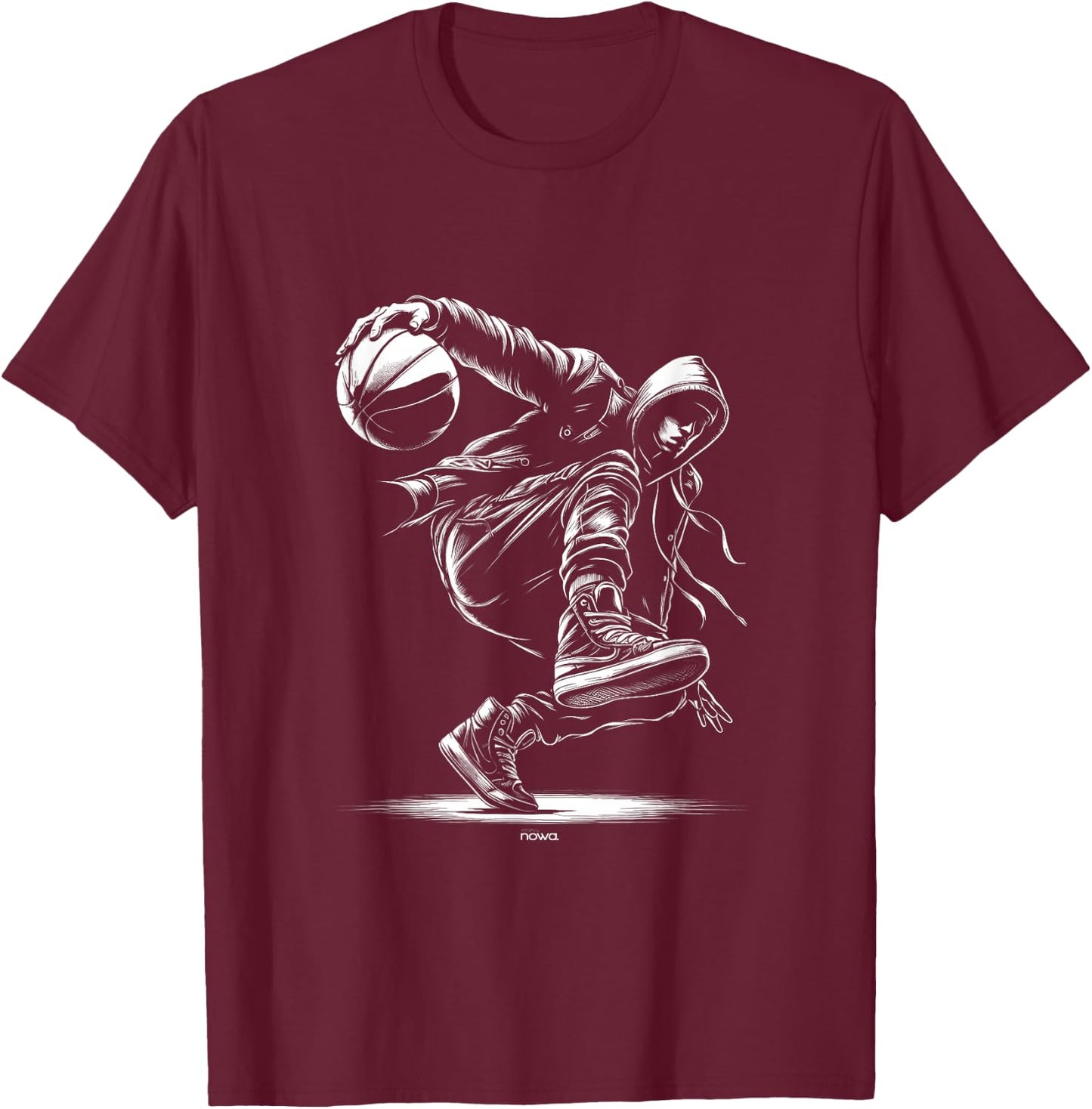 Hooded Breakdancing Basketball Crossover T-Shirt - T-Shirt | Maroon
