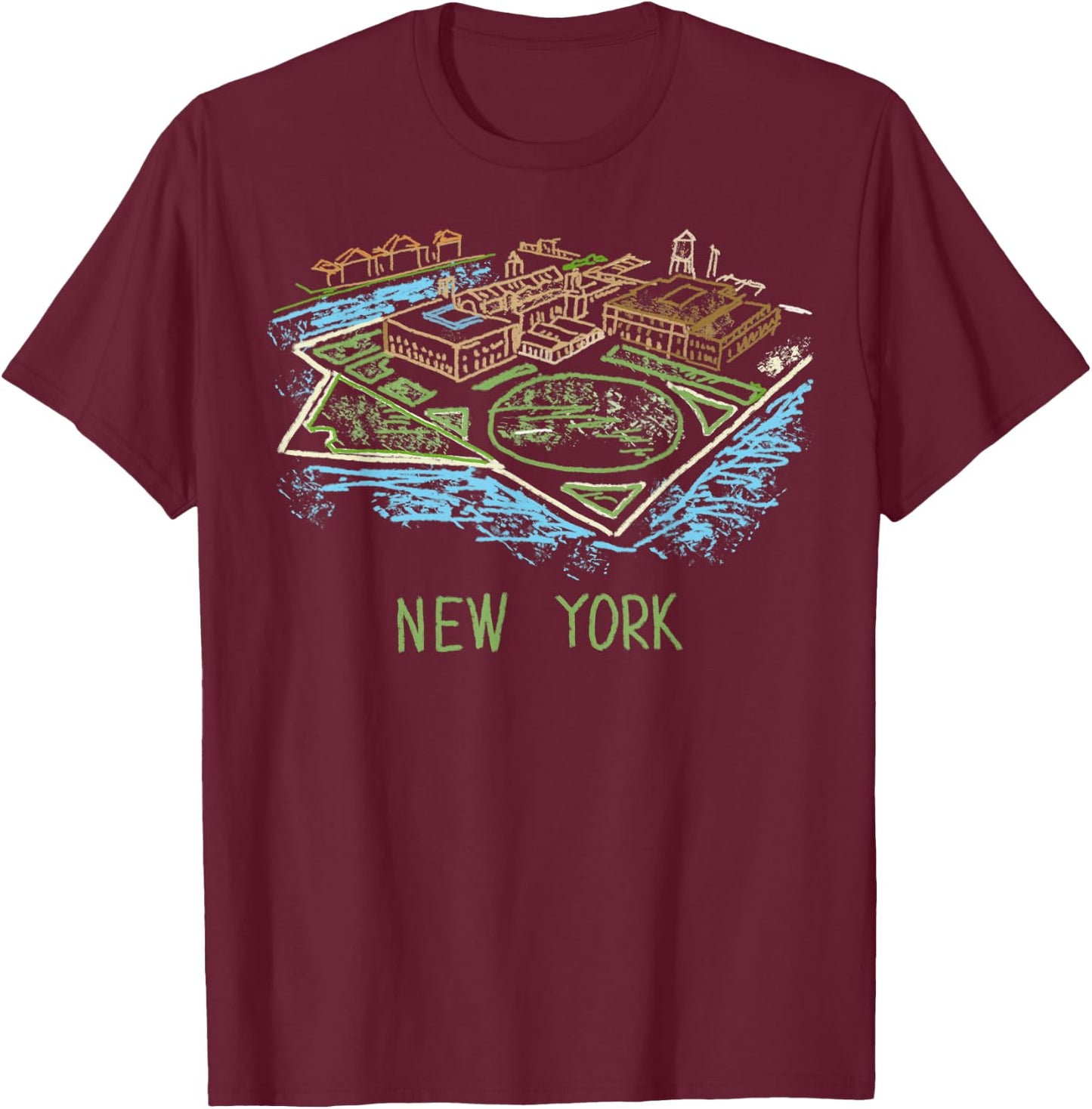 Ellis Island New York T-Shirt - T-Shirt | Maroon