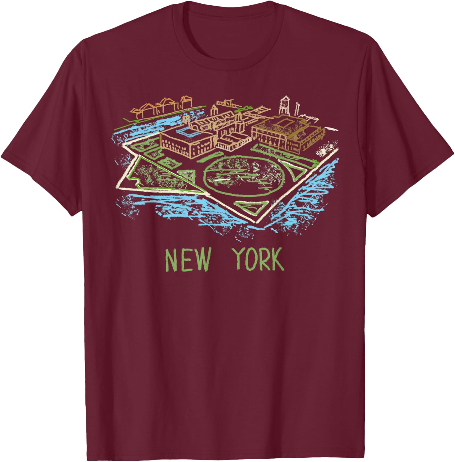 Ellis Island New York T-Shirt - T-Shirt | Maroon