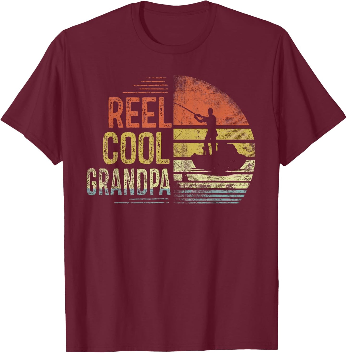 Reel Cool Grandpa Fishing Gifts Grandpa Birthday Vintage T-Shirt - T-Shirt | Maroon