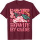 Howdy First Grade Western Cowgirls 1st Grade Squad Teacher T-Shirt - T-Shirt | Maroon