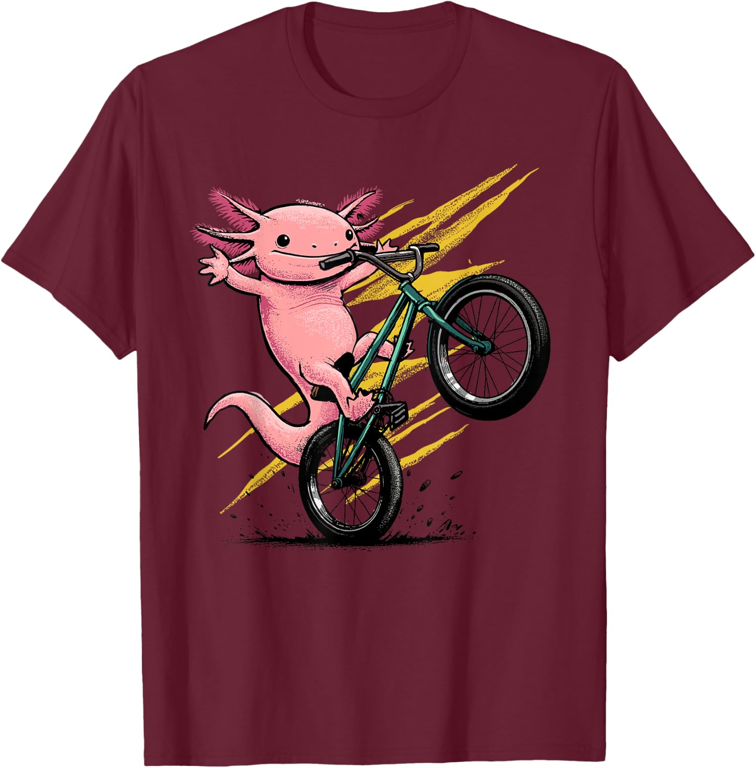 Axolotl Shirt Axolotl Bicycle Riding Cycling Funny Cyclist T-Shirt - T-Shirt | Maroon