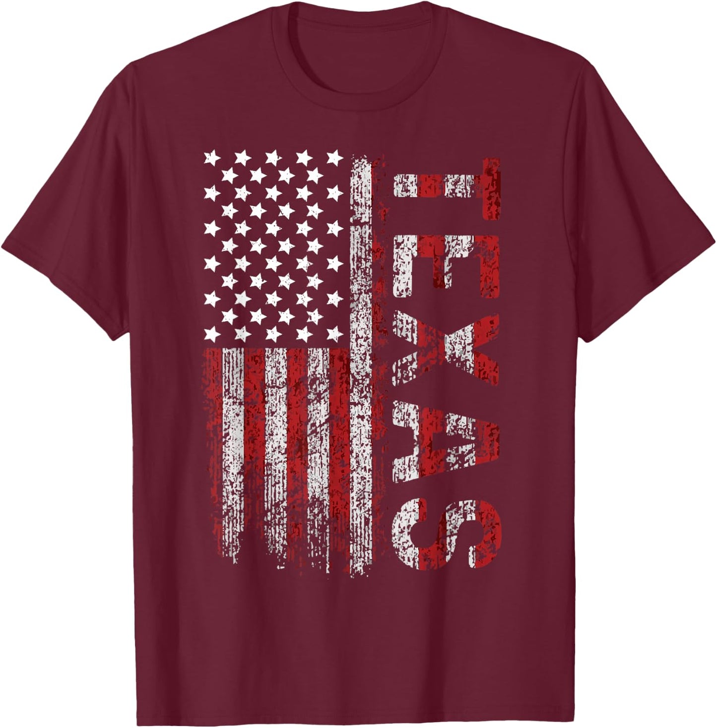 American Flag Texas 4th of July Men, Women and Youth T-Shirt - T-Shirt | Maroon