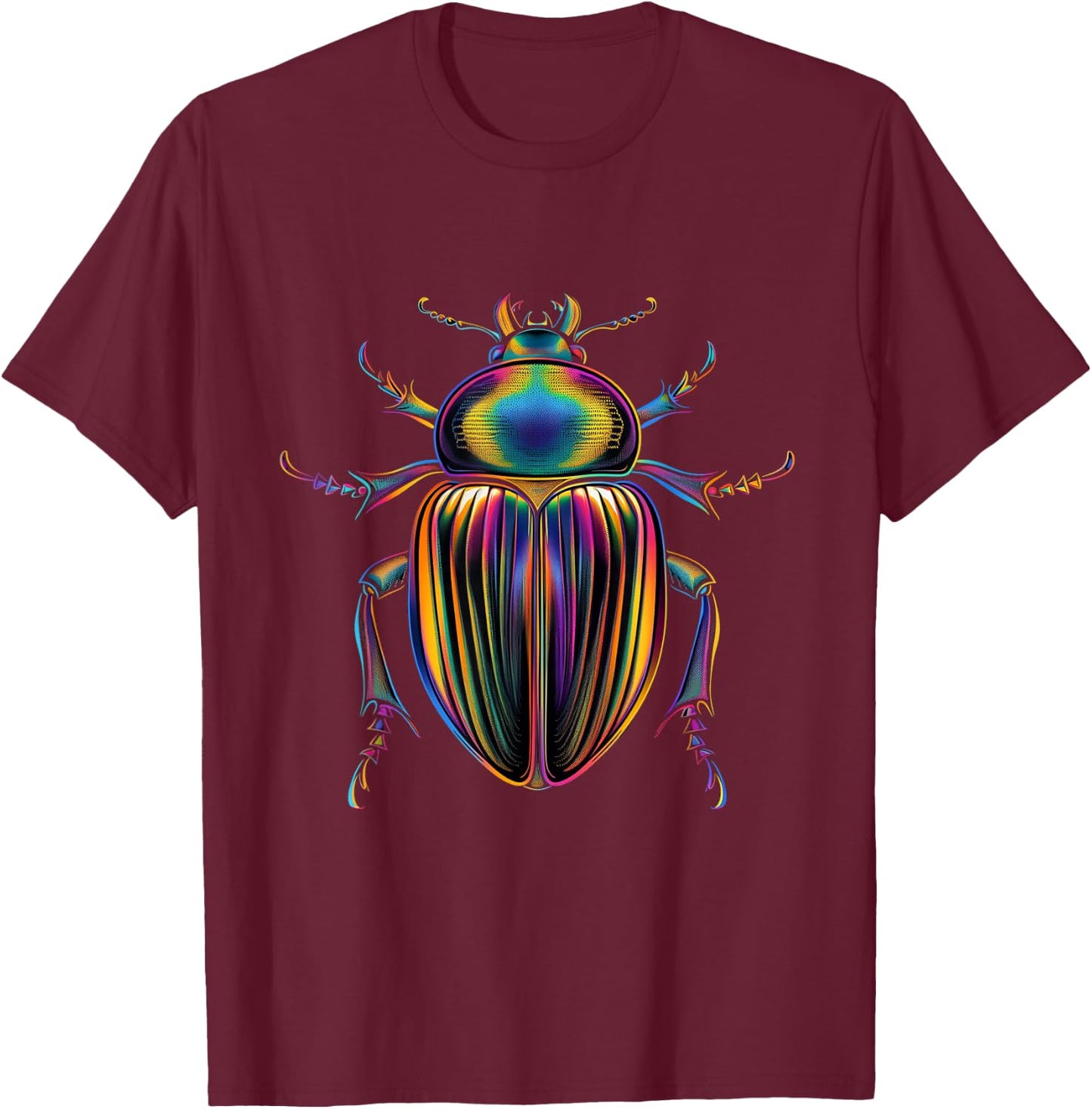Scarab Beetle Colourful Insects Beetle Entomology Scarabaeus T-Shirt - T-Shirt | Maroon