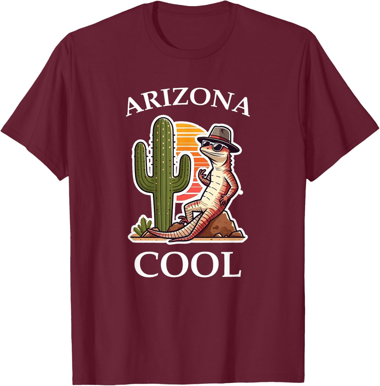 Arizona Cool Lizard Cactus T-Shirt - T-Shirt | Maroon